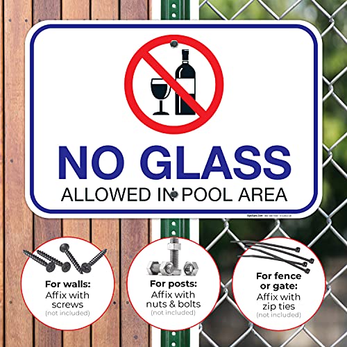 Cartel para piscina No Glass Allowed 12x18 pulgadas miniatura 4
