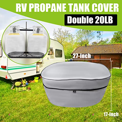 Camper Propane Tank Cover, Rv Propane Tank Cover For Travel Trailer,Double 20Lb (Grey) #TOP1