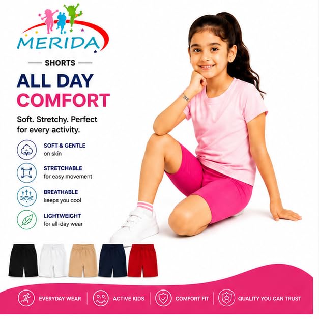 Image of MERIDA Cotton Cycling Shorts for Girl's Pack of 3