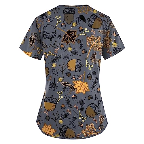 OIOLOYJM Printed Scrub Tops Women V Neck Short Sleeve Plus Size Scrubs for Womens Nursing Uniforms Shirts with Pockets