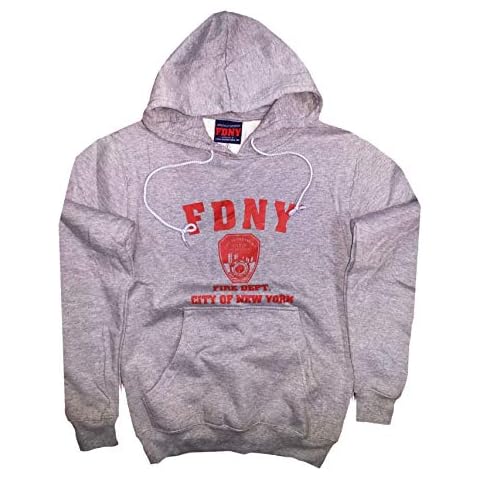 FDNY Mens Hoodie Sweatshirt New York City Fire Department Screen Printed Shield Cover