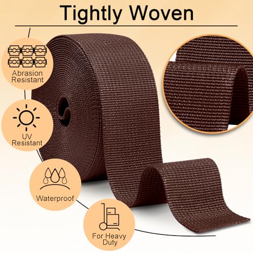 Image of CooBigo 12 Yards Webbing 1 inch & 1.5 inch & 2 inch Polypropylene Webbing Strap 1 Inch 1.5 Inch 2 Inch Wide Webbing Strapping for Bags /Lawn Chair /Pool Solar Cover DIY Crafting