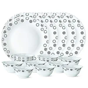 Glass UniverseThali Set (White) - 18 Pieces