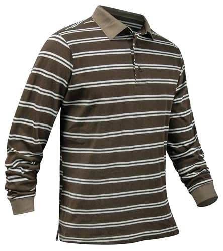 TAPULCO Polo Clásico para Hombre Ajuste Clásico con Rayas Manga Larga y Corta Casual Deportivo para Uso Diario miniatura 1