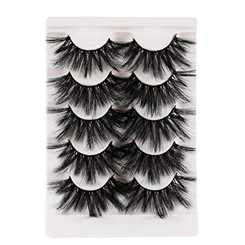 Newcally Eyelashes 25MM Long False Lashes Faux Mink Dramatic Messy Lashes 5 Pairs