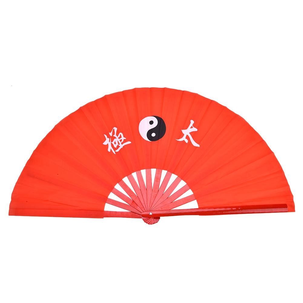 Demeras 1PCS Fan d'arts Martiaux en Soie de Bambou Tai Chi Dance Training Fan de Performance Rouge (Rouge)