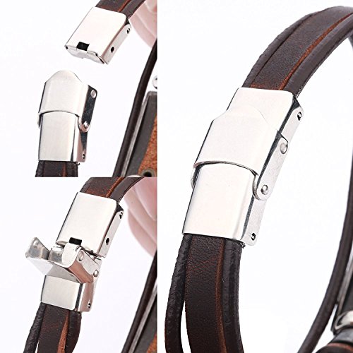 Image of Young & Forever Zodiac Sign Multi-Strand Genuine Leather Bracelet for Men & Boys - Adjustable Tribal Wristband with Antique Metal Charm