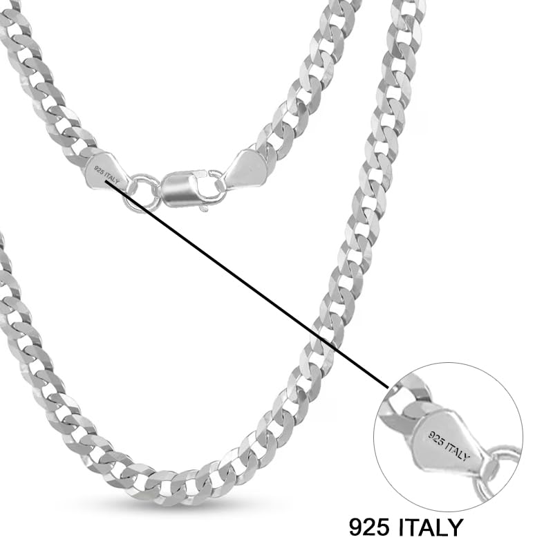 LeCalla Solid 925 Sterling Silver Italian 8mm Diamond-Cut Cuban Link Curb Chain Necklace for Men (20, 22, 24, 26 Inches), Made in Italy4