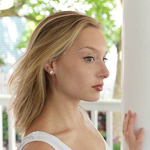 Mariell Cubic Zirconia Crystal Stud Earrings, 2 Carat Round CZ Solitaire, Imitation Diamond Earrings.2