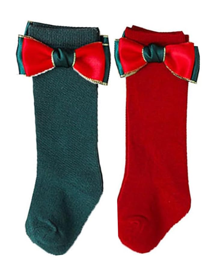Baby Girls Socks Autumn Toddler Big Bow Knee High Long Soft Kids Christmas Sock Spanish Style Floor Socks(WZ2)