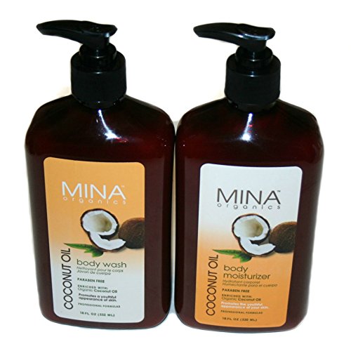 MINA Organics Coconut Oil Body Wash and Body Moisturizer Set