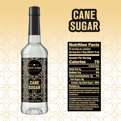 Image of Cafe Le Rou Cane Sugar Classic Syrup - 25.4 oz, 2 Pack with 2 Gold Pump Dispensers