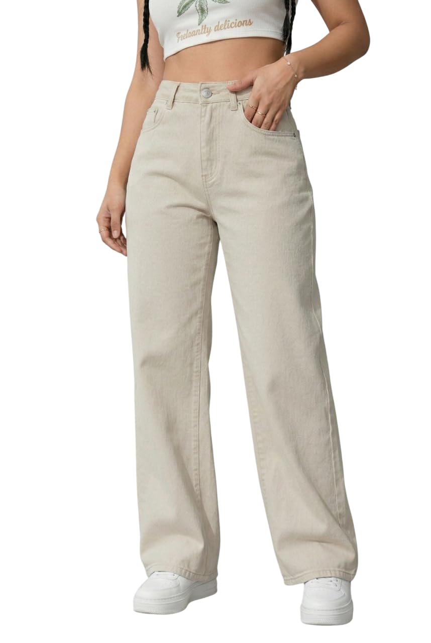 fery london Women’s High Waisted Wide Leg Denim Jeans – Relaxed Fit Straight Loose Palazzo Pants – Casual Work Office Streetwear Trousers-picture-52