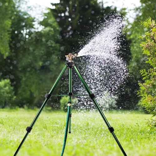 Biswing Impact Sprinkler Head on Tripod Base, Heavy Duty Lawn Sprinklers, 360 Degree Large Area Irrigation, Metal Sprinkler Nozzle & Solid Alloy Metal Extension Legs Flip Locks, 1 Pack by Biswing - Image 7