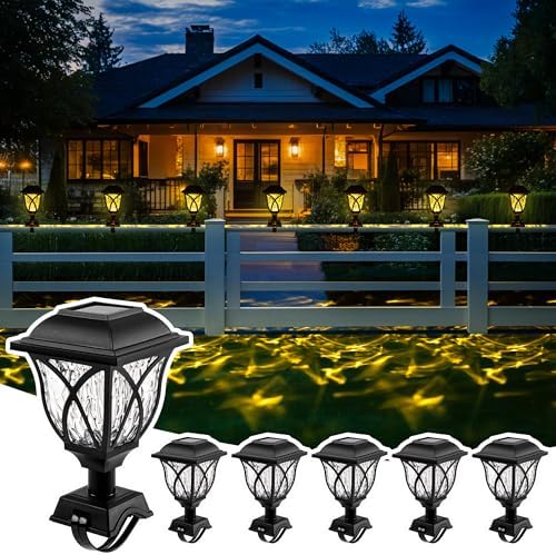 SUNCKET Solar Fence Lights Outdoor Waterproof, Led Solar Lights Outdoor for Step, Stairs, Fences, Trampoline, Yard and Pathway, Warm White 6 Pack