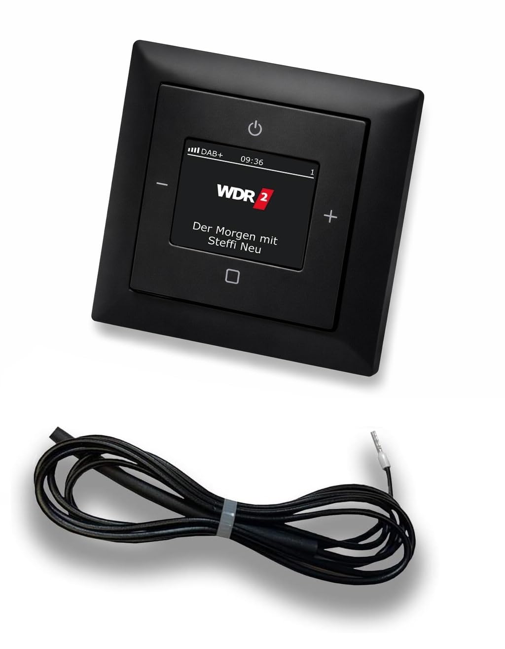 Busch Jäger DAB+ (DAB PLUS) Unterputz Radio 8215U-101 Balance Si schwarz matt -915, Komplett-Set 8215 U – 101, Rahmen und Radioabdeckung inkl. 0,9 Meter EBROM Wurfantenne zur Empfangsoptimierung