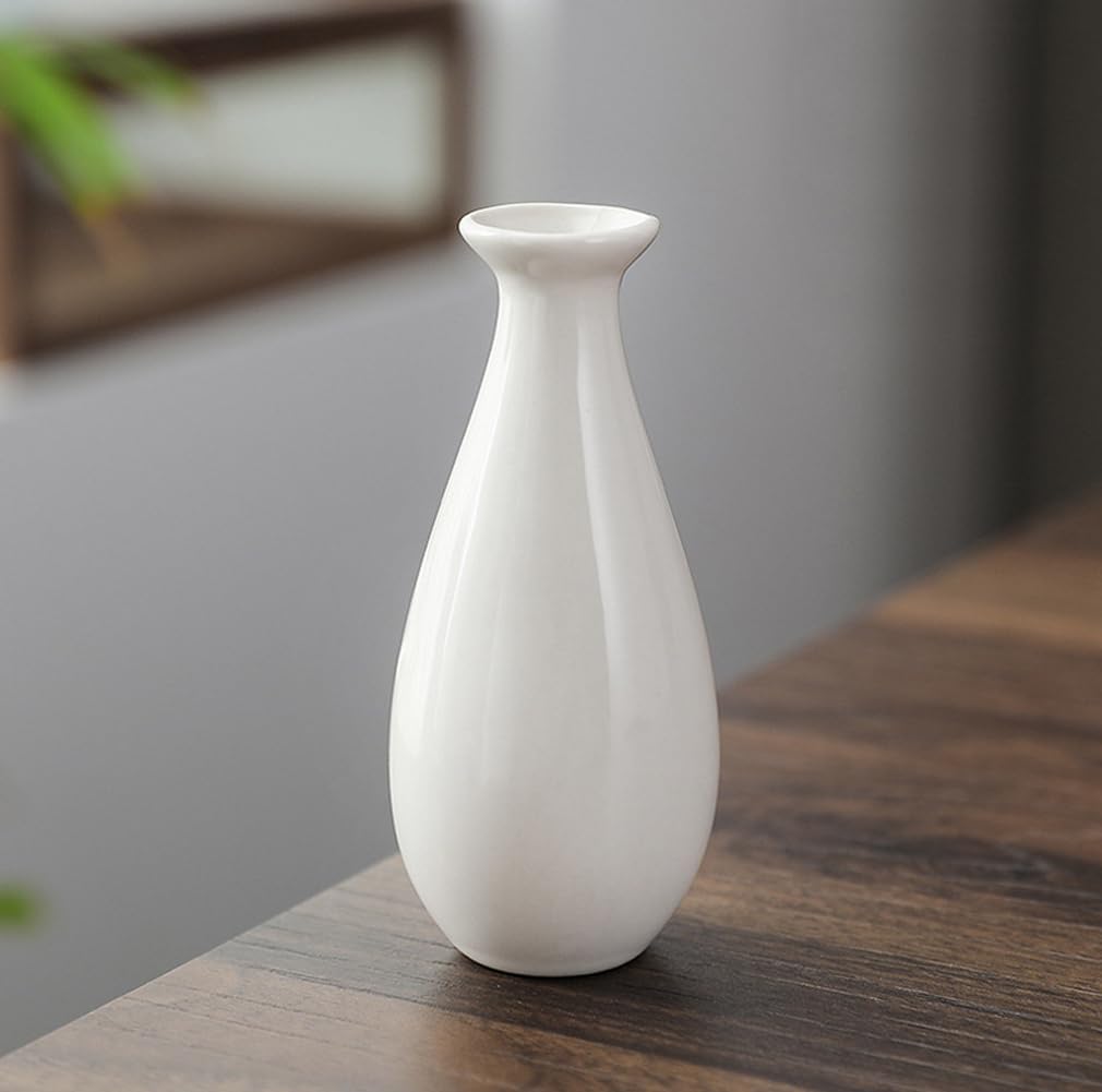 10CM White Mini Ceramic Bud Vases Small Single Stem Decorative Flower Vase for Wedding Dinner Office Bedroom Centerpiece Table Decorations - Image 3