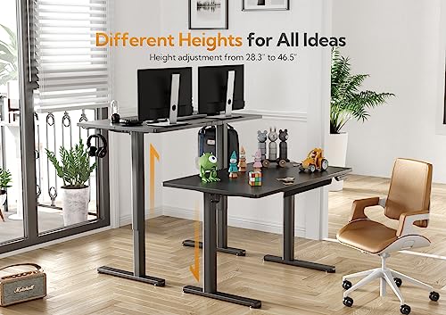 Claiks Standing Desk with Drawers, Electric Standing Desk Adjustable Height, Sit Stand Desk Computer Workstation, 40 Inch, Black