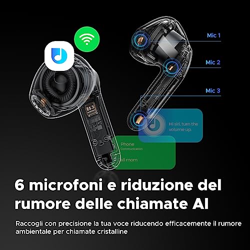 Air4 Lite Auricolari Bluetooth 5.3 Cuffie Bluetooth Hi-Res Audio Codec LDAC Cuffie wireless Semi in ear con 6 Microfoni per Chiamate,Driver da 13 mm, Multipoint, 30 Ore, Controllo APP - Gadget - Immagine 3