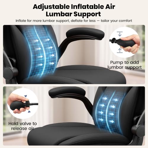 AtHope Ergonomic Leather Office Chair with Inflatable Lumbar Support, Black - image 3