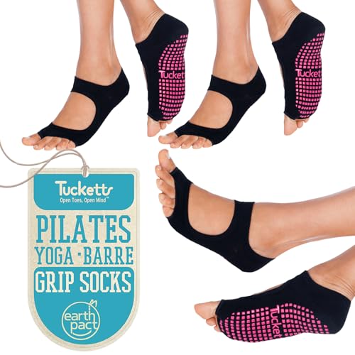 Image of Dazzling Noir Open-Toe Non-Slip Grip Socks for Barre & Yoga - Tucketts Allegro
