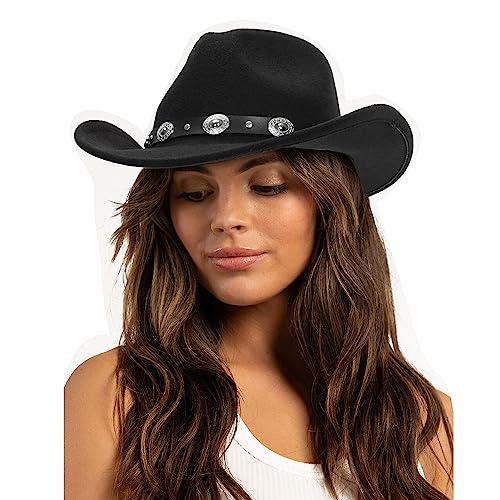 Women & Men Felt Western Cowboy Hat Classic Roll Up Brim Belt Buckle Cowgirl Fedora #TOP19