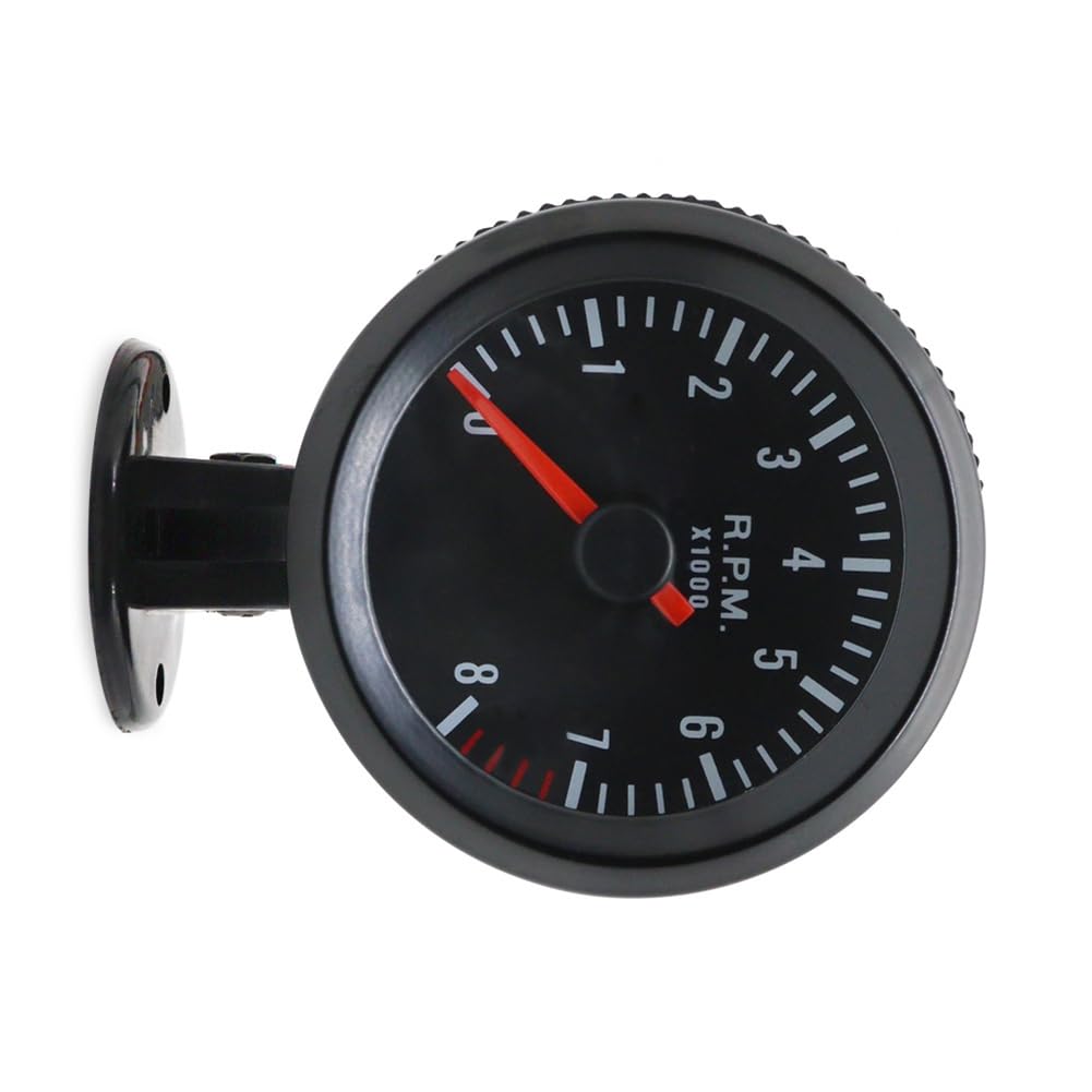 Tacómetro Analógico de 2 Pulgadas 52 mm, Medidor RPM 0-8000 para Automóvil Gasolina 1-8 Cilindros