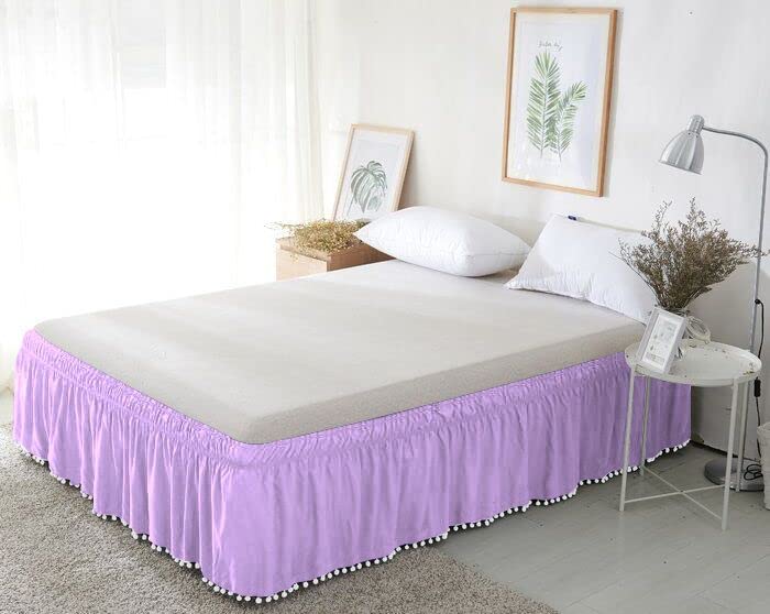 Luxury Hotel Quality Fabric Pom Pom Tassle Platform Wrap Around Bed Skirt 100 Egyptian Cotton 1000 Thread Count