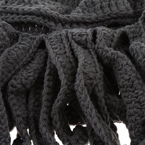 Homyl Inverno Quente Unisex Malha Engraçado Polvo Máscara Barba Bonés Crochet Gorros Chapéus - Cinza