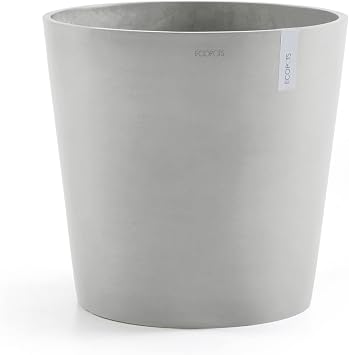 Ecopots Amsterdam Small Round Planter - 19.7in diam. x 17.2in - White Grey
