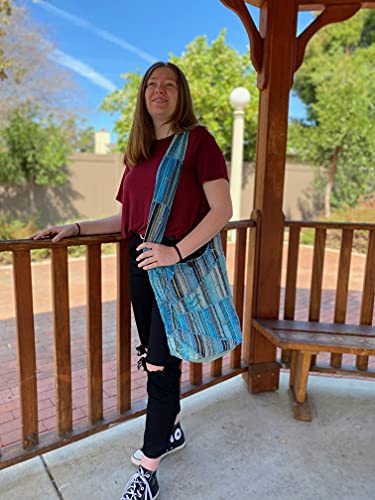 Image of Hand Embroidered Peace and Sunrise Boho Crossbody Hippie Handbag - Unique, Ethical, and Vibrant for the Free-Spirited Soul