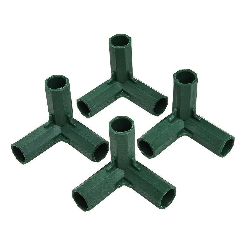 Auratrove Greenhouse Pole Connectors, 4pcs Plastic Pipe Joints for 16-17mm Tubes, Garden Frame Repair Kit for Outdoor Cold Frames and Shelves, Dark Green