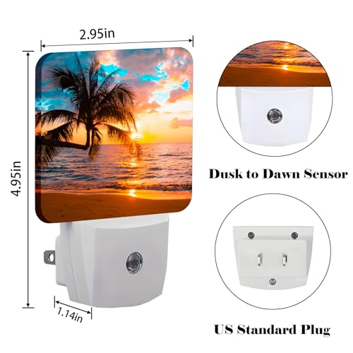 Image of Summer Sunshine Beach Night Light,Plug Into Wall Decor for Stairway,Hallway,Kitchen,Dusk to Dawn Sensor Nightlights for Boys /Girls /Women /Men Room Gifts