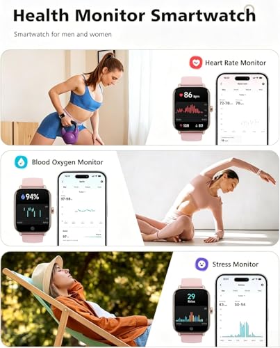 Image of Quican Smart Watches for Women, Compatible for iPhone & Android | Fitness Tracker Watch with Alexa & Calling, Heart Rate Sleep Monitor, Waterproof, Gifts for Women,1.8 Inches Light Pink
