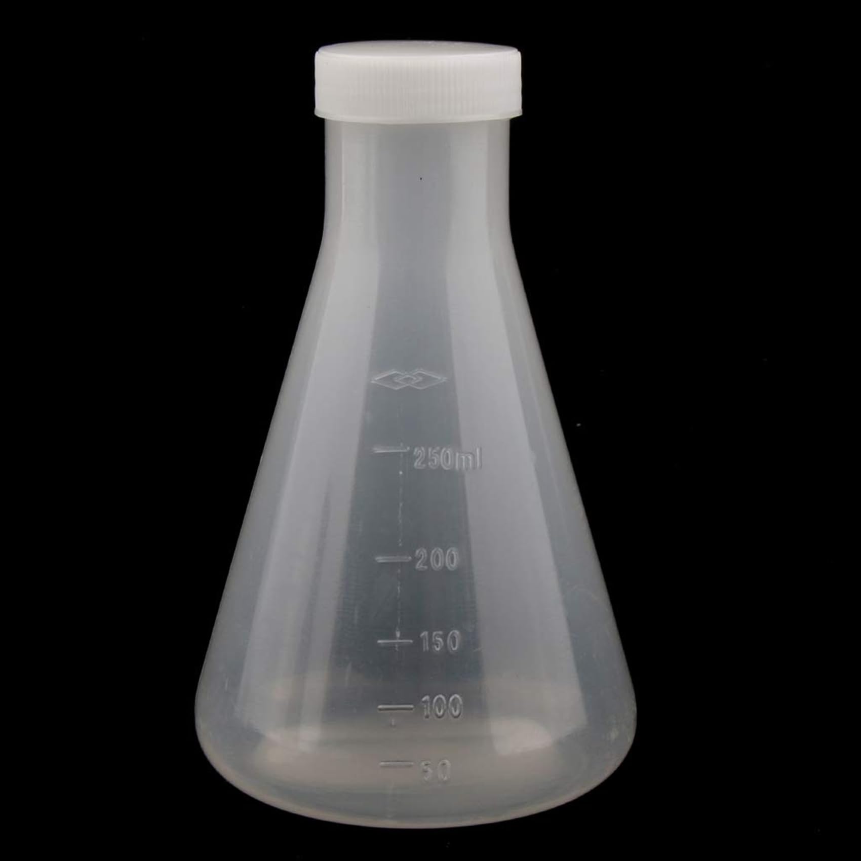 Beuta da Laboratorio Conica nel Plastica Graduata, Misurabile, Parete Liscia e Spessa, 20 Bottiglie da 250 Ml