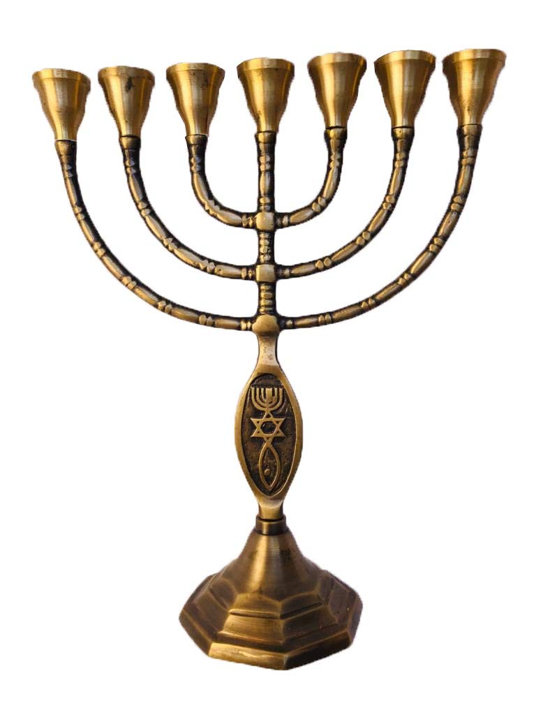 Buy Menorah 7 Branch, Brass Copper, grafted in Symbol, Free anointing