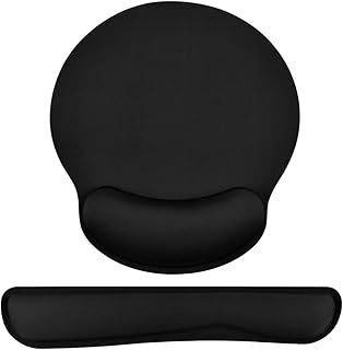 DETUOSI Mouse Pad, Ergonomic Mouse Mat + Keyboard Wrist Rest Support Set for Computer/Laptop, Non-Slip Rubber Base Memory Foam Wrist Rest Set for Relief Getting Hand Hurt & Carpal Tunnel Syndrome Pain