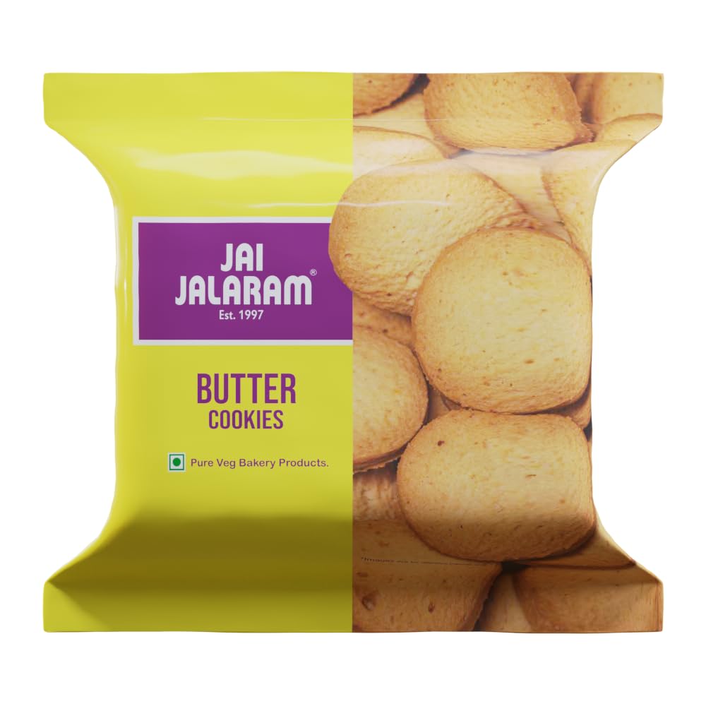 Jai Jalaram Premium Butter Cookies | Authentic Bakery Cookie Biscuits | Buttery Soft & Crispy | Perfectly & Freshly Baked | Pure Veg | Tea Time Snack | Healthy Snacking | Cookie Combo Pack of 3-200gm