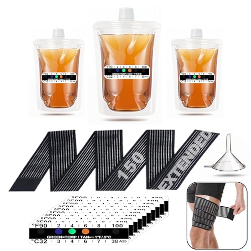 Resder 15 Pcs Urine Test Complete Kit Includes 3 Transparent Leakproof Bags,10 Adhesive Temperature Test Strips,59' Adjustable Leg Straps,Filling Funnel,Portable Travel Urine Test Bag