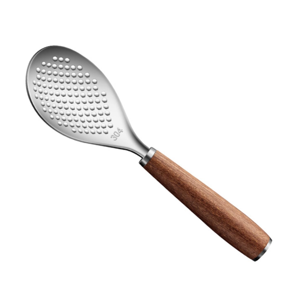 STOBAZA Ergonomic Rice Scoop Wooden Handle Stainless Steel Spoon Rice Cooker Spatula Servers Spoon