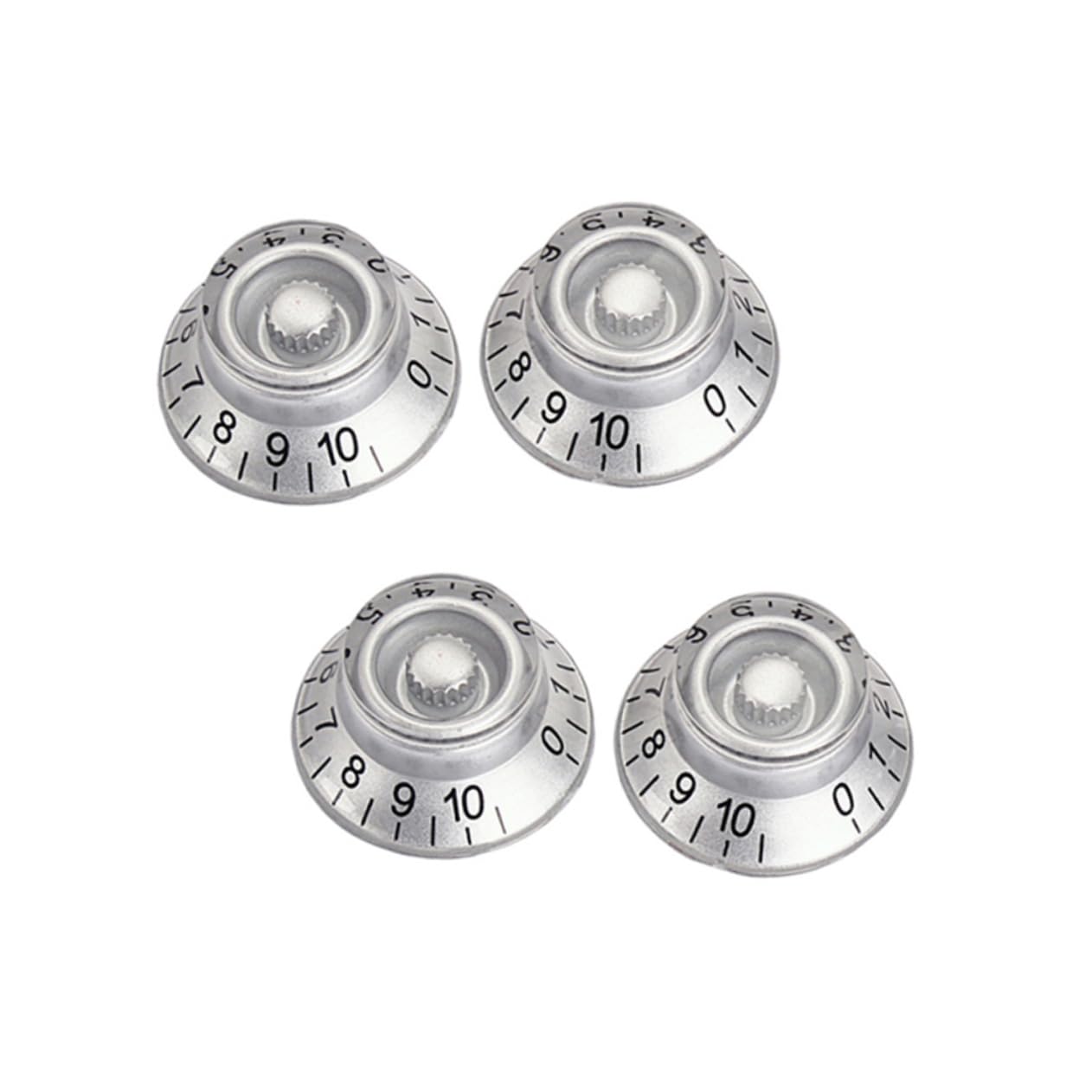 ifundom 4 Pcs Acrylic Guitar Knobs Silver Black Lettering Easy Install Round Volume Tone Control for Guitar Amplifier