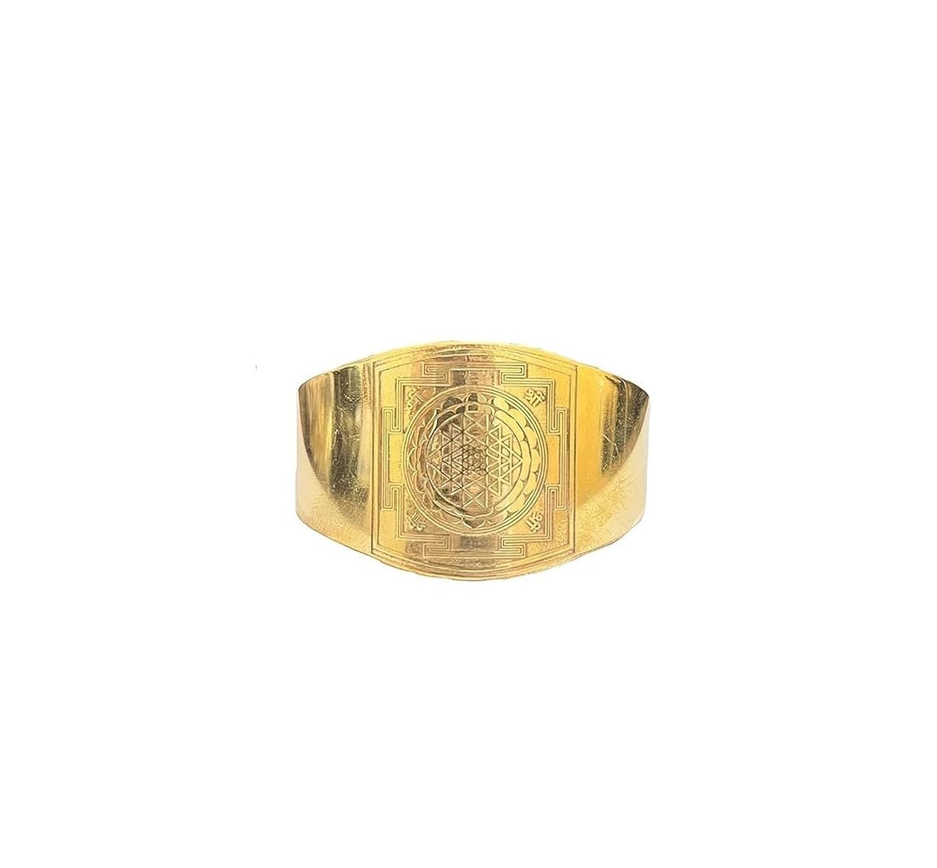 Unisex-Adult Shree Yantra Kada Golden Antique Designer Brass Shri Yantra Bangle Cuff Kada Bracelet-image-14
