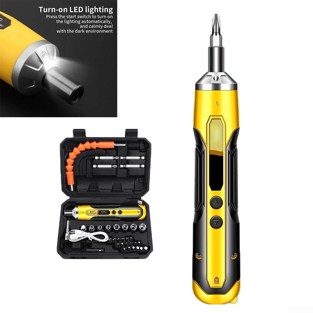 Ensemble de tournevis électriques sans fil 6,8 V - Tournevis rechargeable - Outil électrique - Batterie rechargeable - Mini perceuse magnétique - 162 x 30 x 10 mm (A)