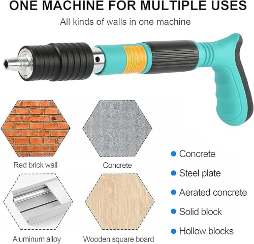 Image of Nail Gun Kit with 50pcs Nails,5 Speed Adjustable Manual Steel Nail Gun, Wall Fastening Power Tool, Portable Nail Shooting Machine, Wall Anchor Wire Slotting Device Household Decoration