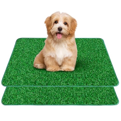 2 pezzi di erba artificiale per cani, cuccioli, lettiera di ricambio con erba sintetica per esterni, riutilizzabile, per cani di piccola taglia, 36 x 46 cm