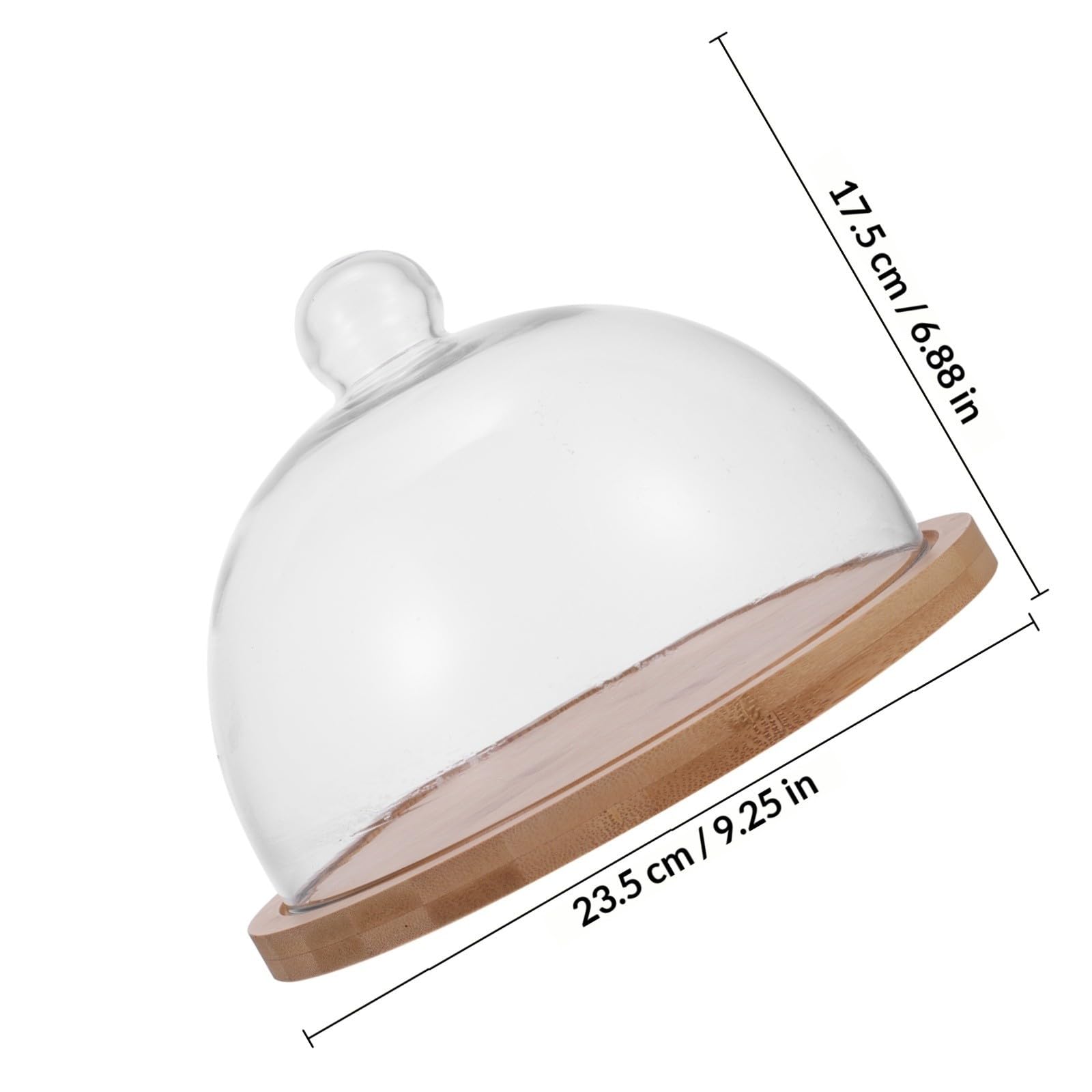 Plat à Gâteau avec Couvercle en Verre et Plateau Tournant en Bois