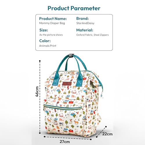 Image of StarAndDaisy Baby Diaper Bag for Mother Travel /Diaper Bags for Mother for Travel with Laptop Pocket, Multi Compartments, Insulated Bottle Pockets, Waterproof, Ultra soft fabric - Animal Print