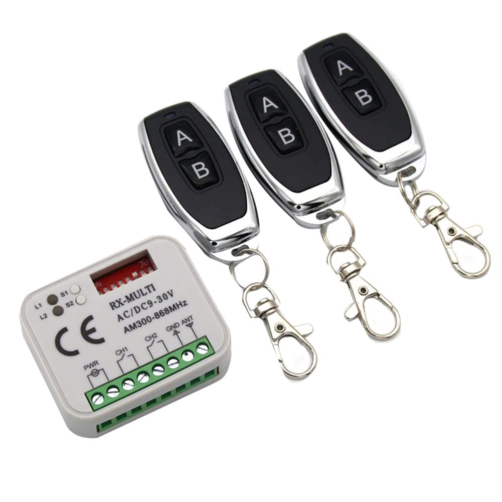 BPQiang Garage Gate Remote Receiver 433 868MHz RX Multi 300-900MHZ AC/DC 9-30V with Control
