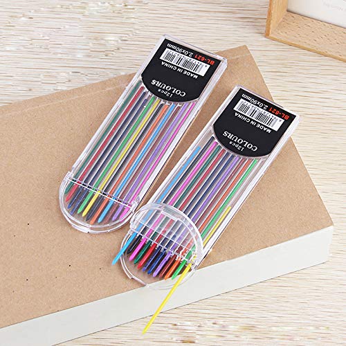 Tooloflife 12 Colours 2.0mm Mechanical Pencil Leads, Pre-Sharpened, Multicolor, Resin, Ambidextrous