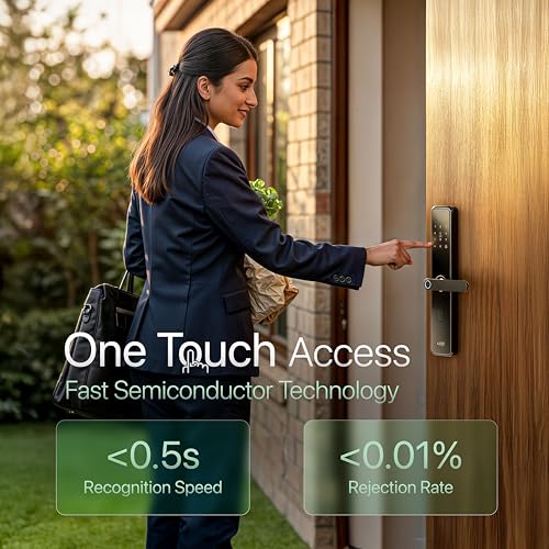 Image of Aziot Elevate WiFi Smart Door Lock - Fingerprint, Passcode, RFID, App & Key Access, WiFi, High-Security Digital Lock for Home, Office, Keyless Entry